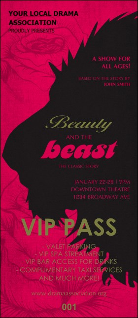 Beauty & The Beast VIP Pass Product Front