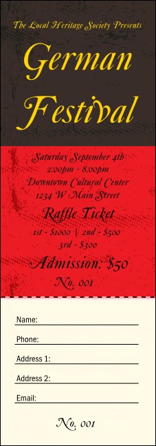 German Flag Raffle Ticket Product Front