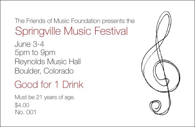 Music Event Drink Ticket Redesigned Product Product Front