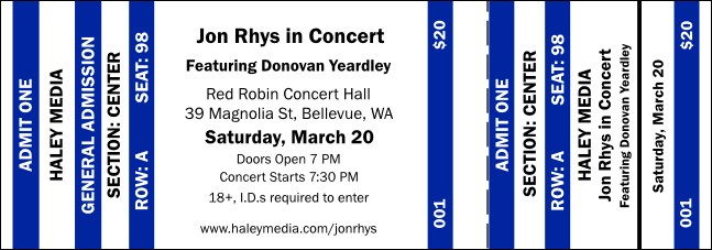 Blue Stripes Reserved Event Ticket Product Front