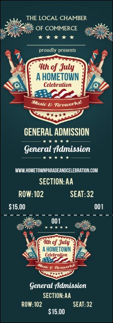 Fourth of July Freedom Blue Reserved Event Ticket Product Front