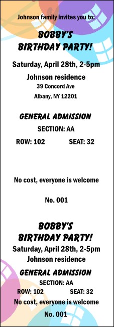 Balloon White Reserved Event Ticket Product Front