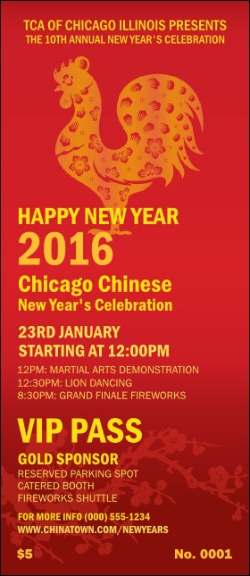Chinese New Year Rooster VIP Pass Product Front