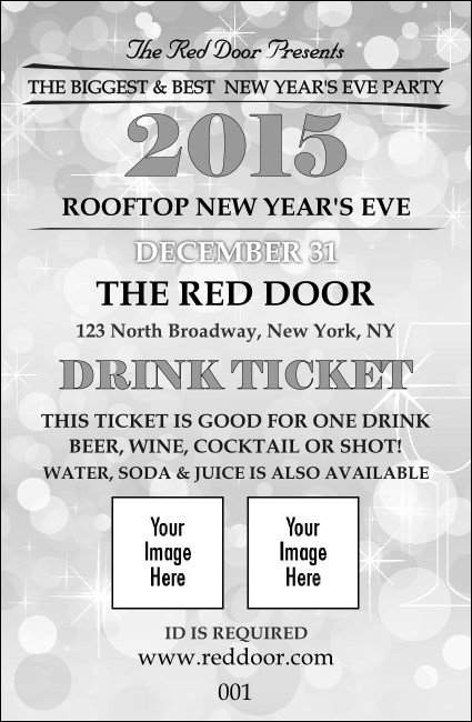 Silver Glitter Drink Ticket