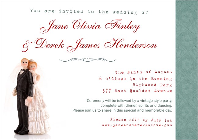 Vintage Bride and Groom Postcard Mailer