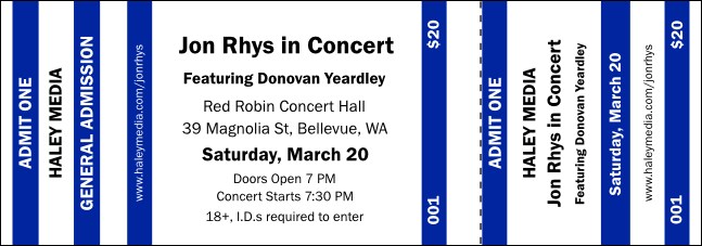 Blue Stripes Event Ticket Product Front