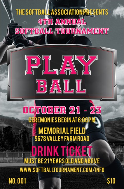 Softball Challenge Drink Ticket Product Front