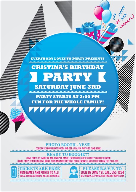 Birthday Party Geometric Postcard Mailer Product Front
