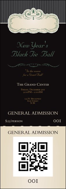 Classic Black Pinstripe QR Event Ticket