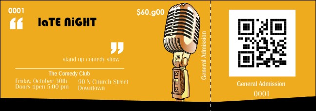 Comedy Retro QR Event Ticket Product Front