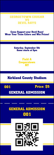 Sports Stripes QR Event Ticket Product Front
