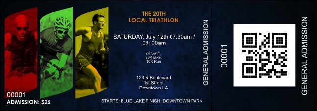 Triathlon QR Event Ticket Product Front