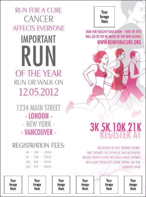 Run for a Cause Pink Logo 5k Flyer Product Front