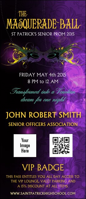 Masquerade VIP Event Badge Large VIP Event Badge Large Product Front