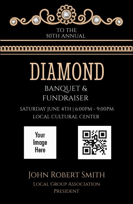 Diamonds Black 2 VIP Event Badge Small