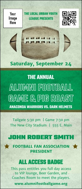 Football Green VIP Event Badge Large Product Front