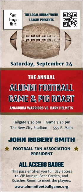 Football Red VIP Event Badge Large