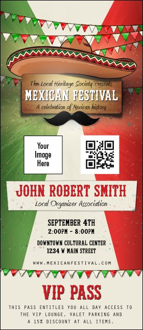 Mexican Fiesta VIP Event Badge Large Product Front