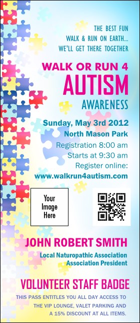 Autism Awareness VIP Event Badge Large Product Front
