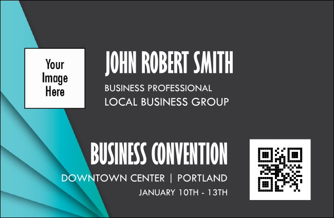 All Purpose Blue Geometric Triangles VIP Event Badge Small