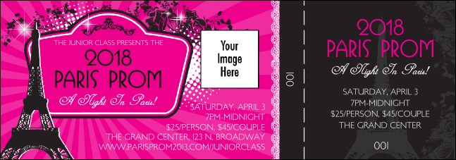 Paris Pink and Black General Admission Ticket Product Front