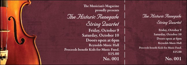 Violin Event Ticket (burgundy) Product Front