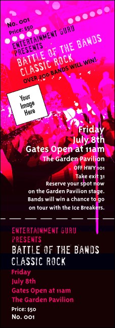 Rock Concert Pink Event Ticket Product Front