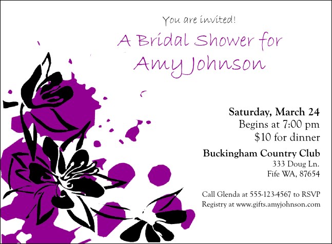 Purple Flowers Invitation Product Front