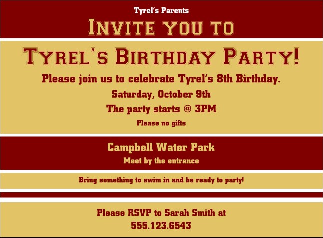 Sports Invitation 002 Product Front