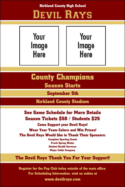 Sports Poster 002 in Maroon and Gold Product Front