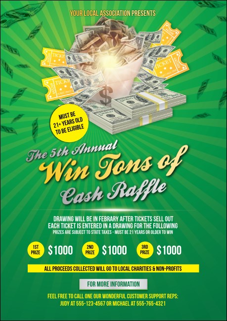 Cash Raffle Green Postcard Product Front