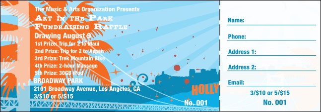 California Raffle Ticket (Orange and Blue) Product Front