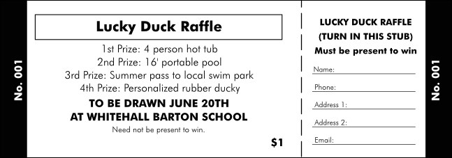 All Purpose Raffle Ticket 003 Product Front
