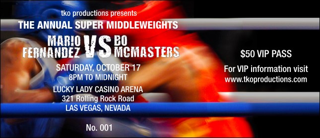 Boxing VIP Pass Printing Redesigned Product Product Front